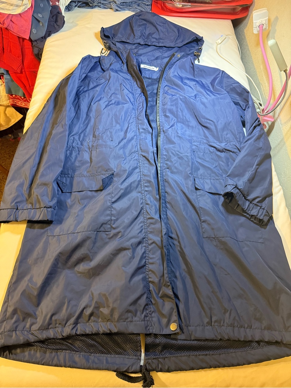 Women’s Navy Hooded Raincoat Jacket